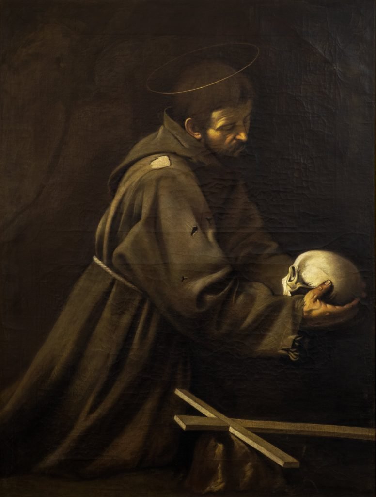 San Francesco in meditazione_da Michelangelo Merisi (Caravaggio)_130x100